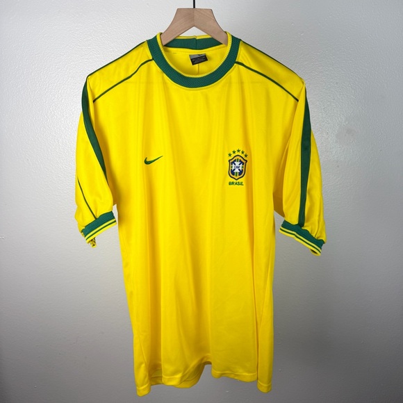 Vintage Nike 1998-99 Brasil Home Football Soccer Kit Jersey ShirtCBF Men'sXL